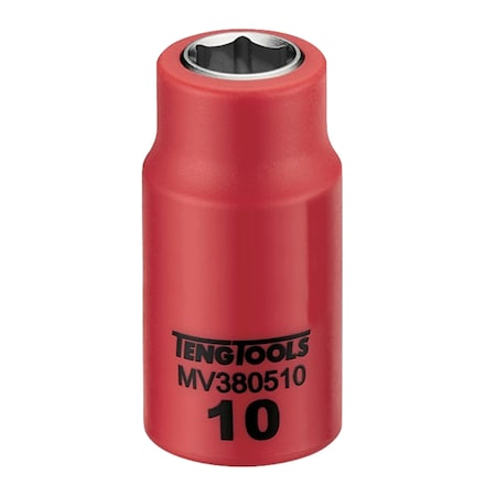 Teng Tools 3/8 Inch Drive 10MM Metric 6 Point 1000 Volt Shallow Insulated Socket MV380510